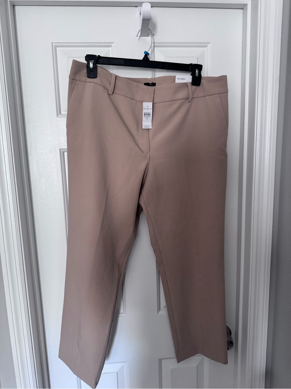 Ann Taylor Cropped Straight-Leg Pants in Taupe